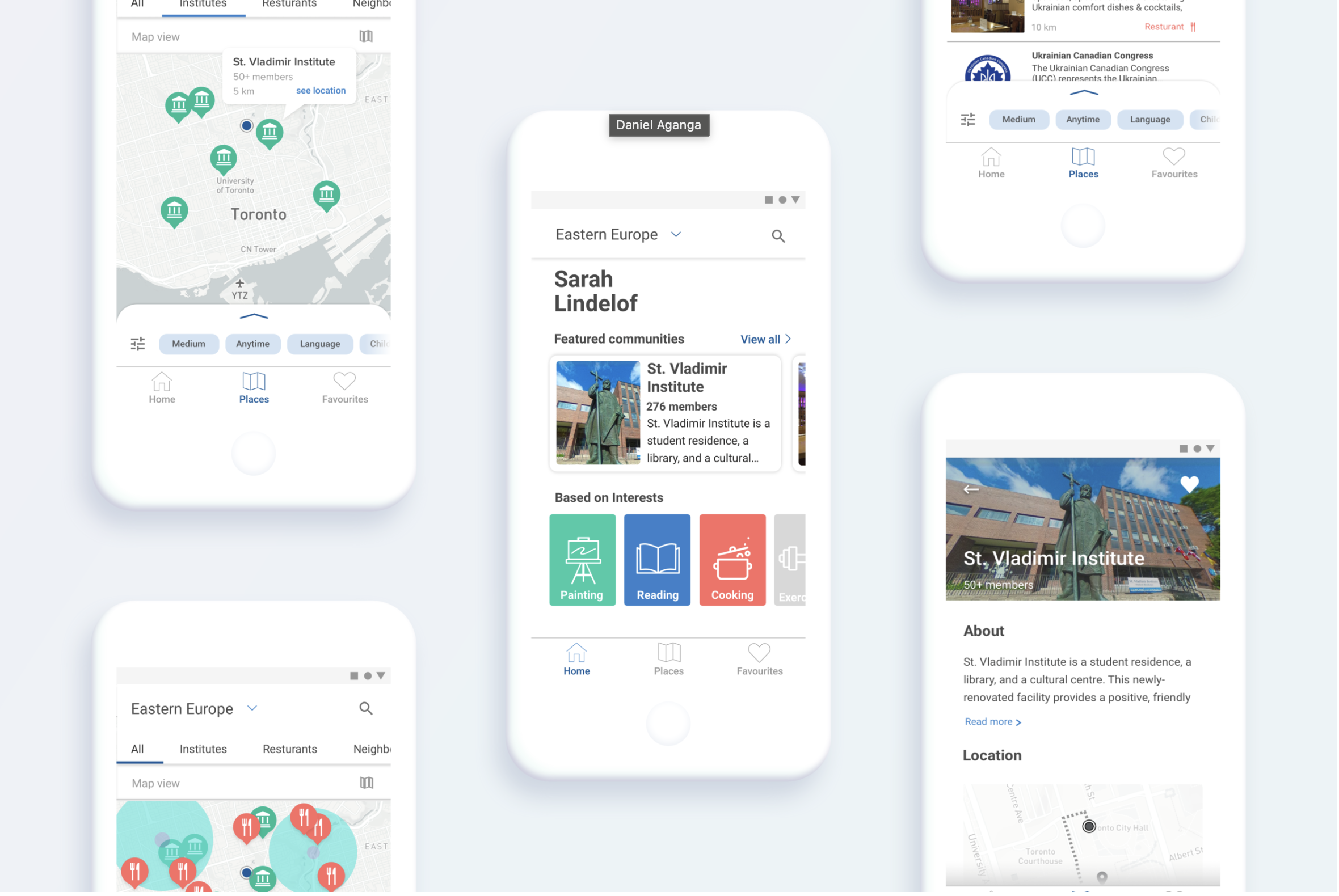 Phone screens from the Duni mobile app